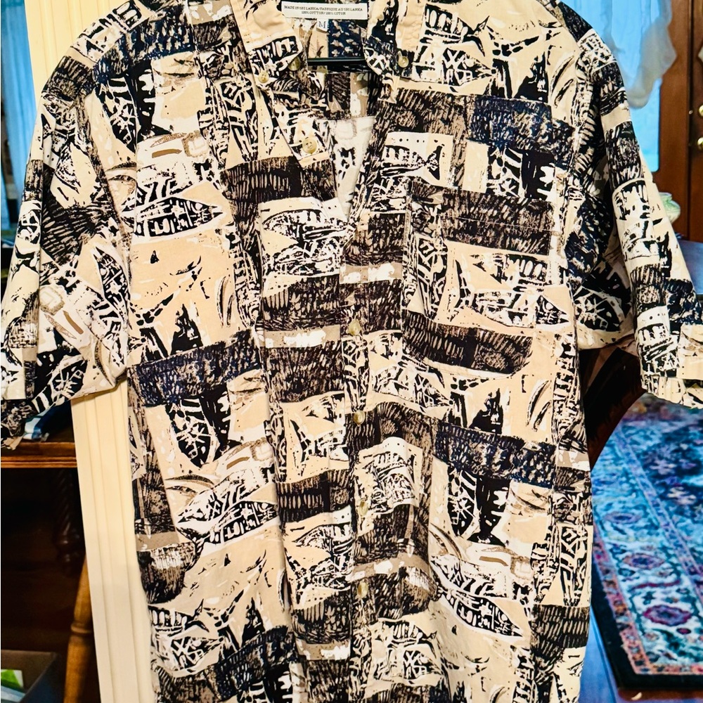Abstract Patterned Button-Up Shirt